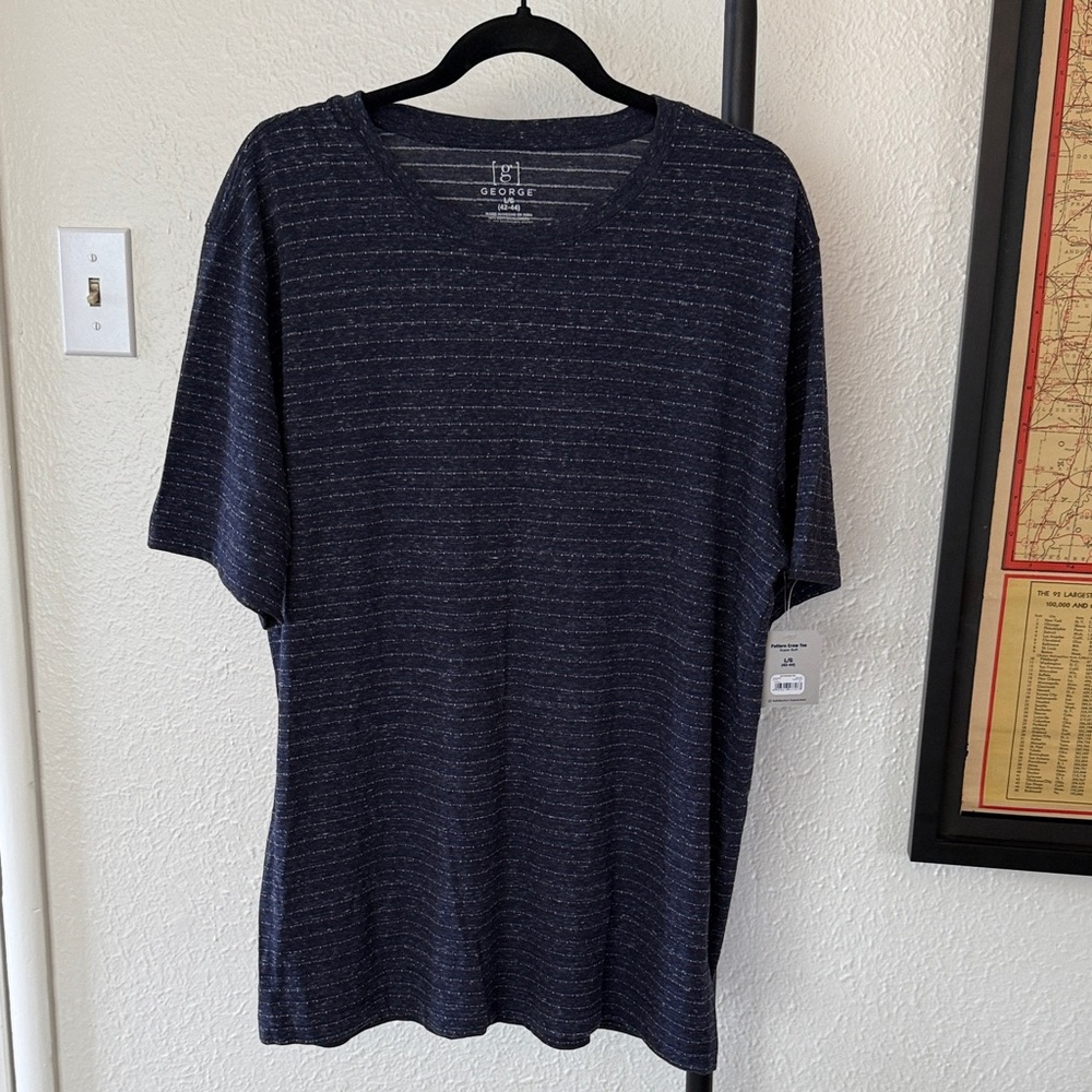 George Dark Blue Striped Tee NWT men’s Lg